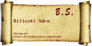Biliczki Sára névjegykártya